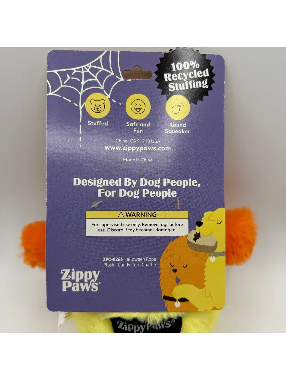 ZippyPaws Squeak Now Candy Corn Plush Dog Toy Halloween Rope Legs Squeaker NEW